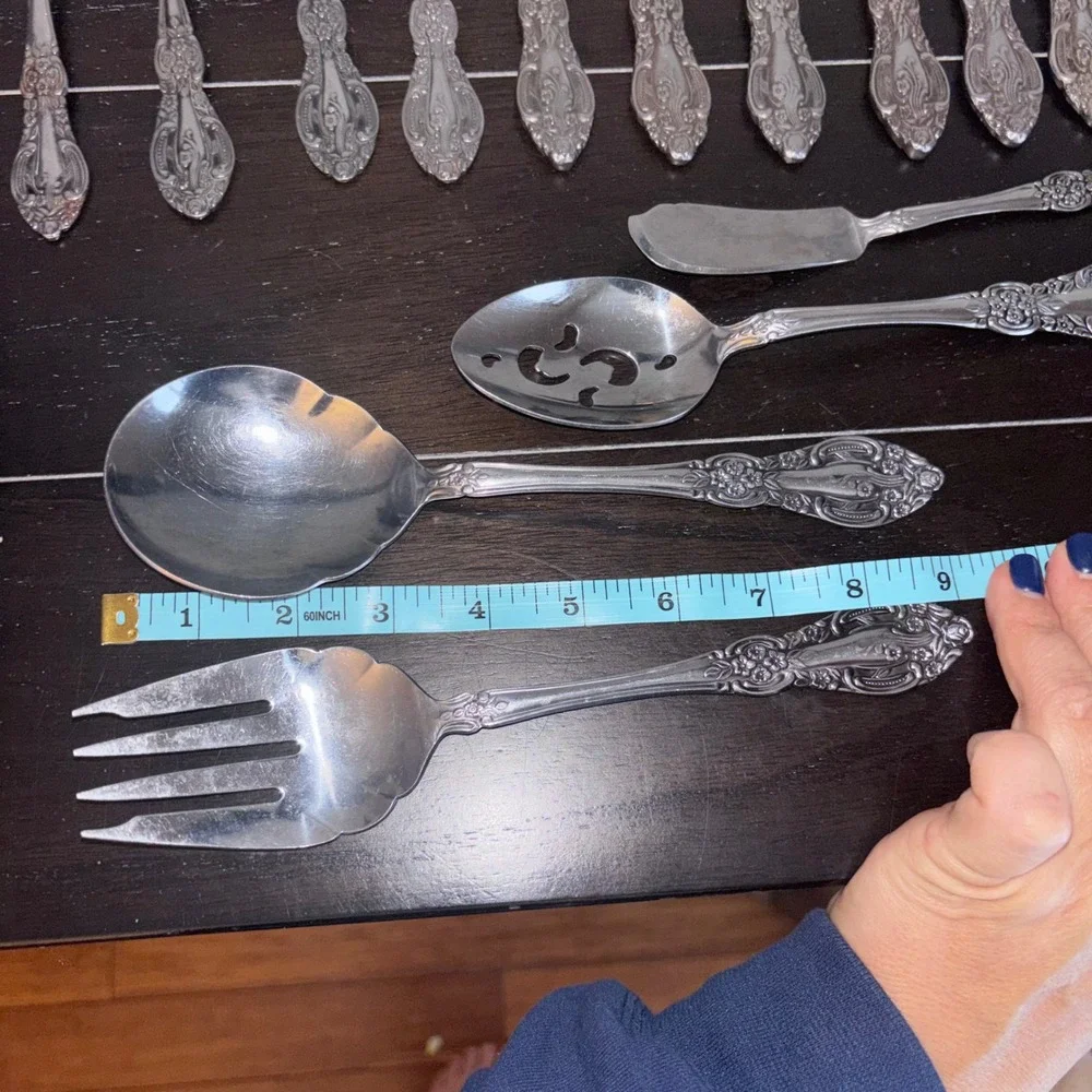 Vintage | Springtime | Stainless Japan‎ Ornate Floral Serving and Flatware Set